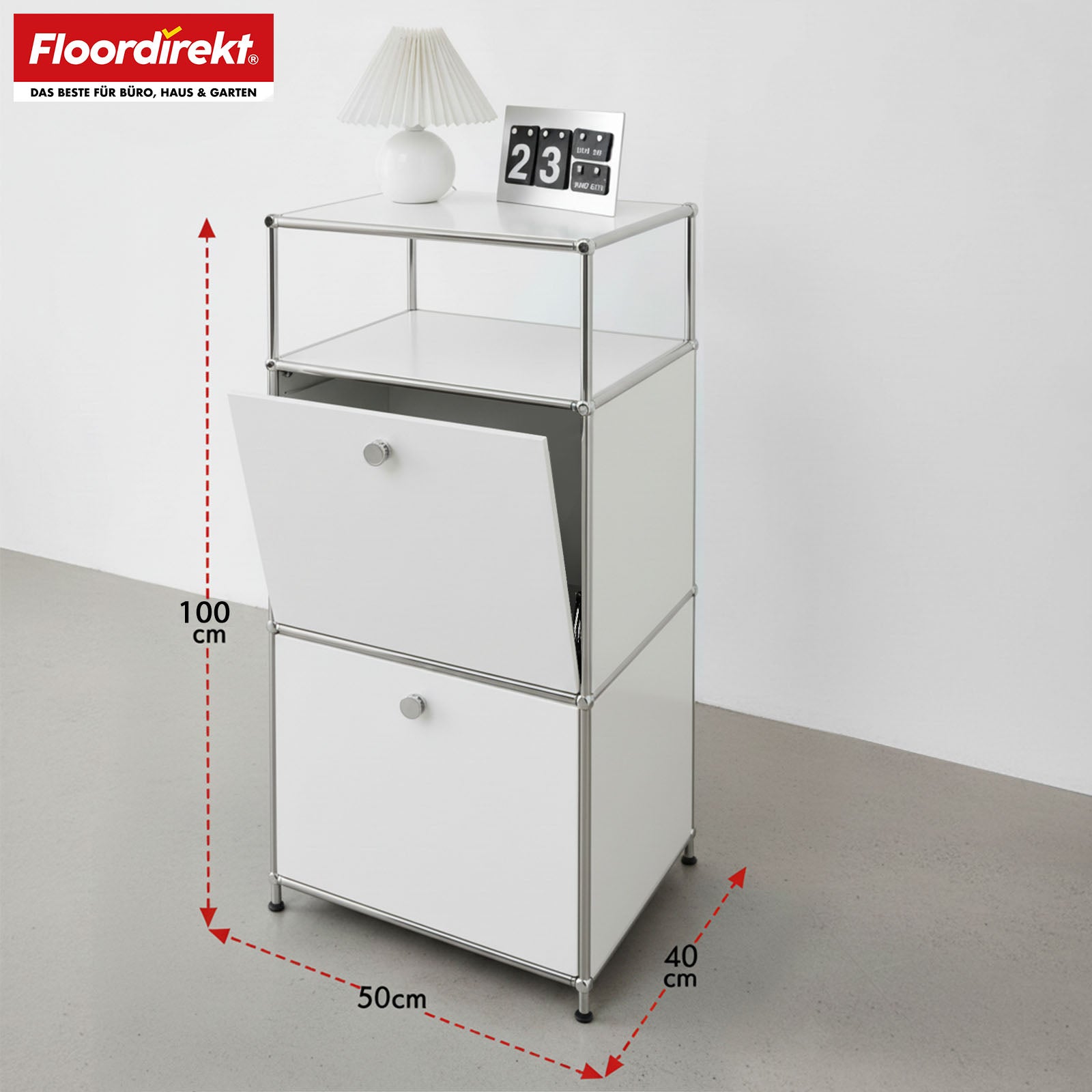 Metallreol | Concept Epure MK-120 | Opbevaringsreol med aflåselige rum, åbent rum og hylde | Fås i flere farver