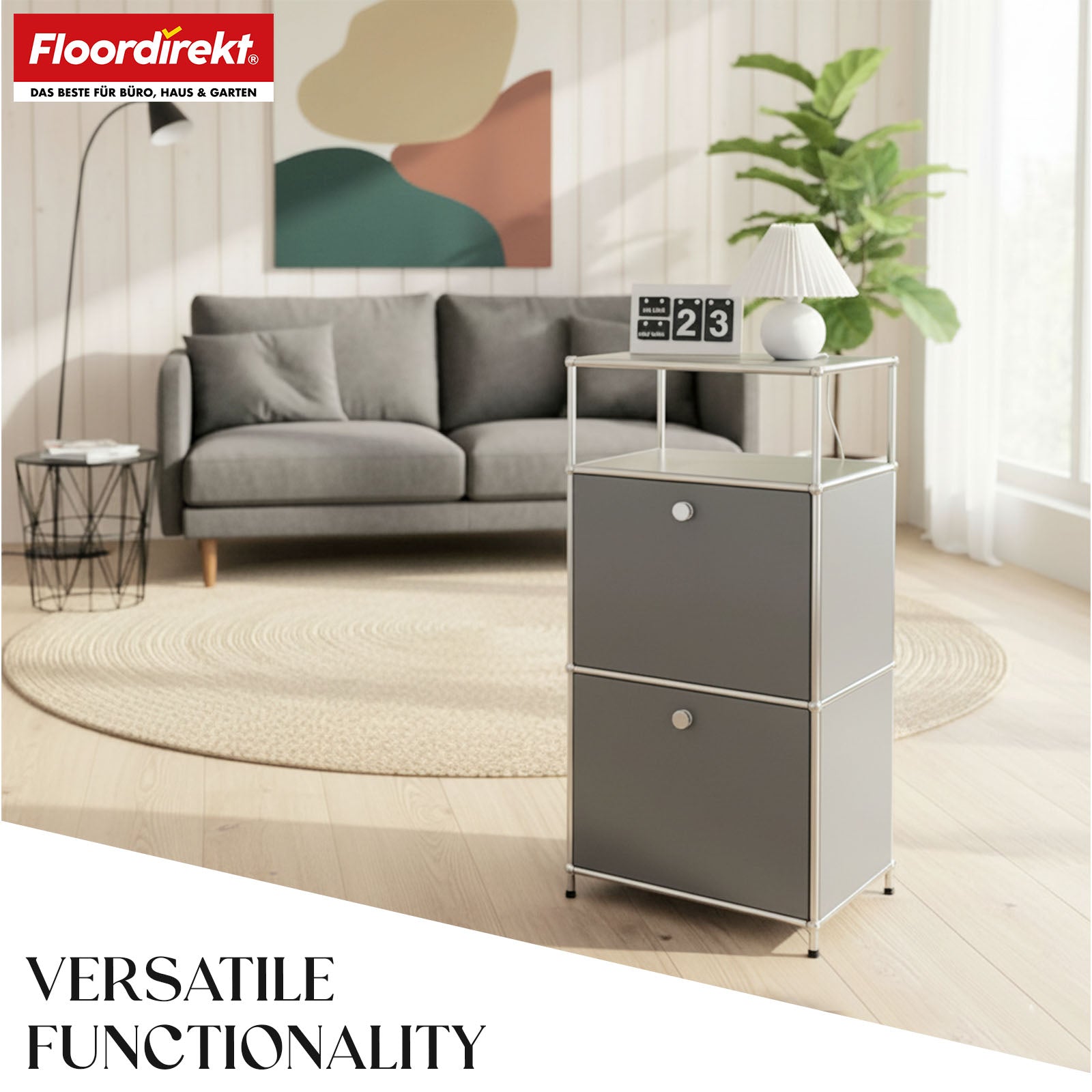 Metallreol | Concept Epure MK-120 | Opbevaringsreol med aflåselige rum, åbent rum og hylde | Fås i flere farver