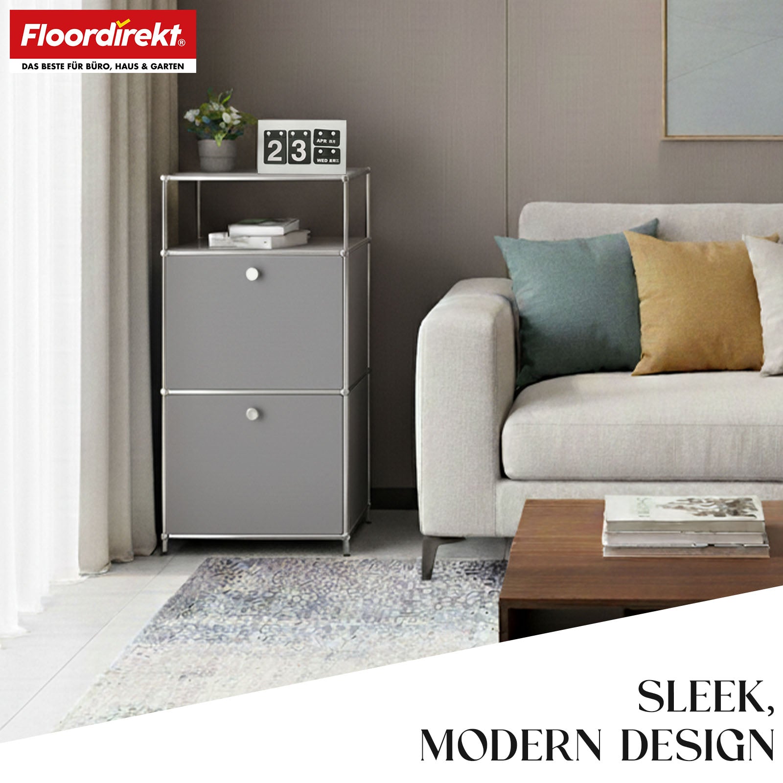 Metallreol | Concept Epure MK-120 | Opbevaringsreol med aflåselige rum, åbent rum og hylde | Fås i flere farver