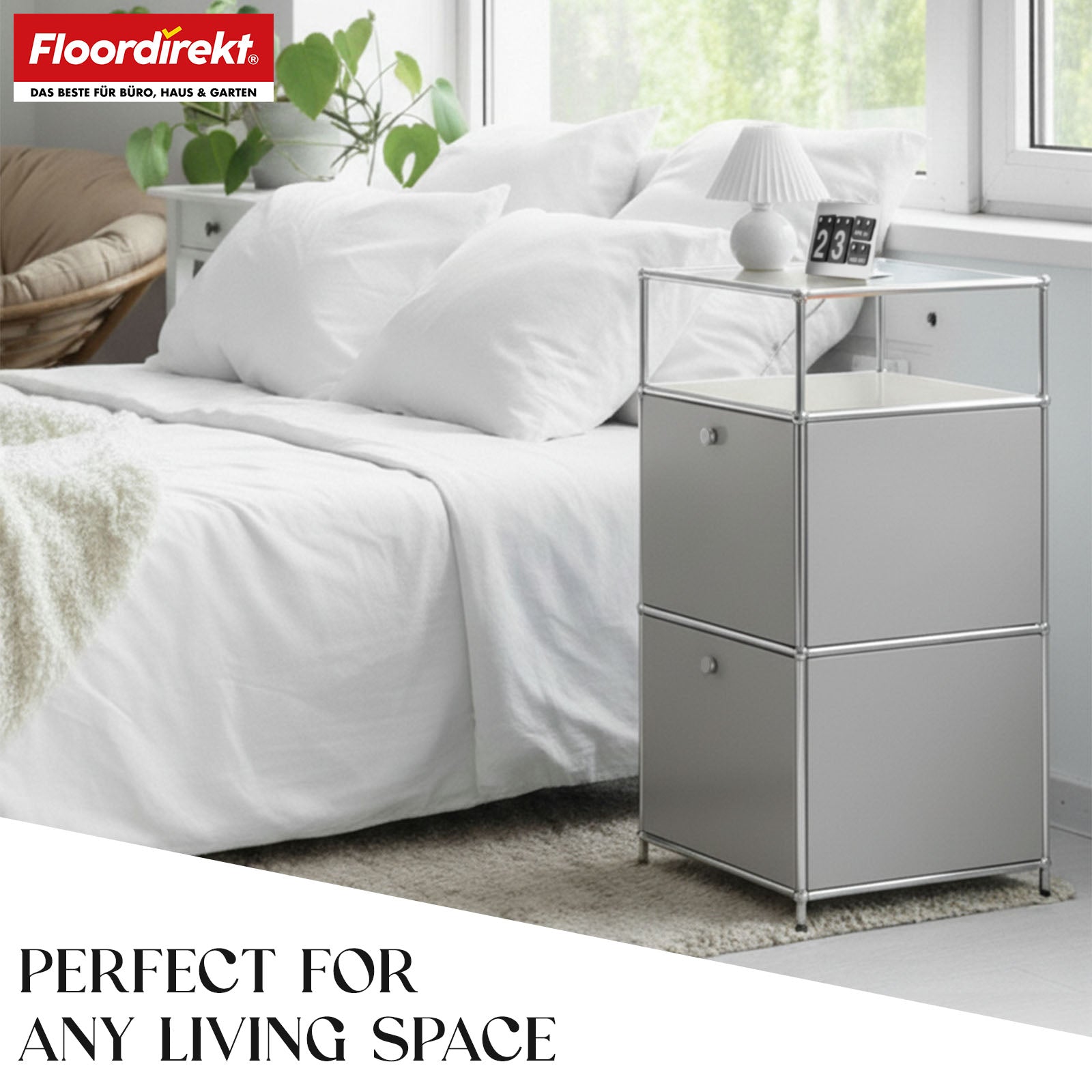 Metallreol | Concept Epure MK-120 | Opbevaringsreol med aflåselige rum, åbent rum og hylde | Fås i flere farver