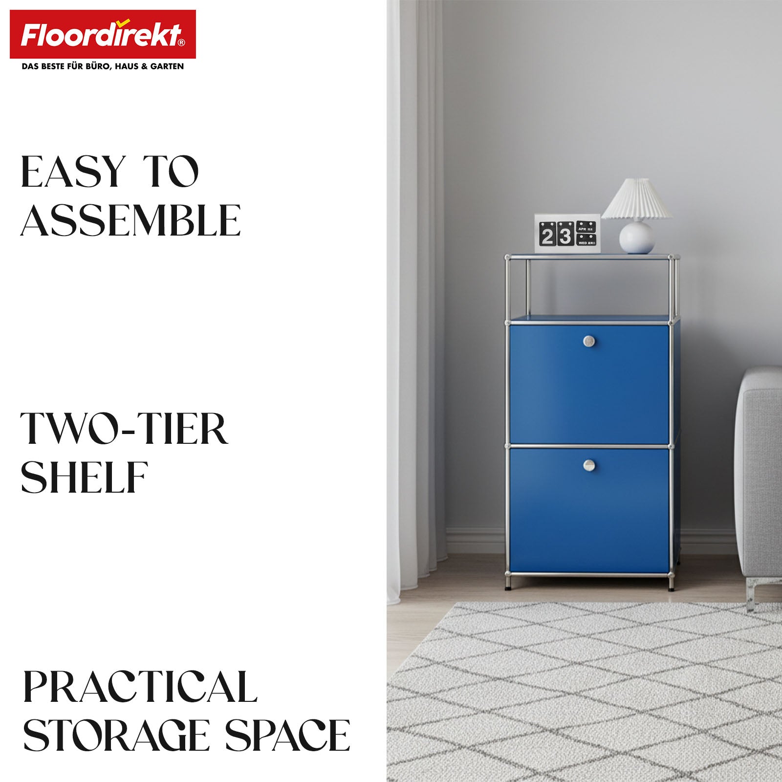 Metallreol | Concept Epure MK-120 | Opbevaringsreol med aflåselige rum, åbent rum og hylde | Fås i flere farver