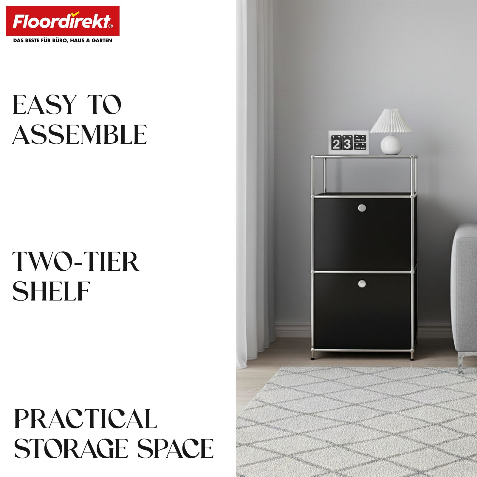 Metallreol | Concept Epure MK-120 | Opbevaringsreol med aflåselige rum, åbent rum og hylde | Fås i flere farver