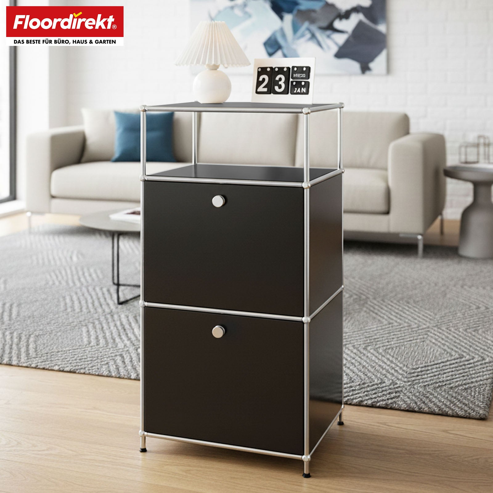 Metallreol | Concept Epure MK-120 | Opbevaringsreol med aflåselige rum, åbent rum og hylde | Fås i flere farver