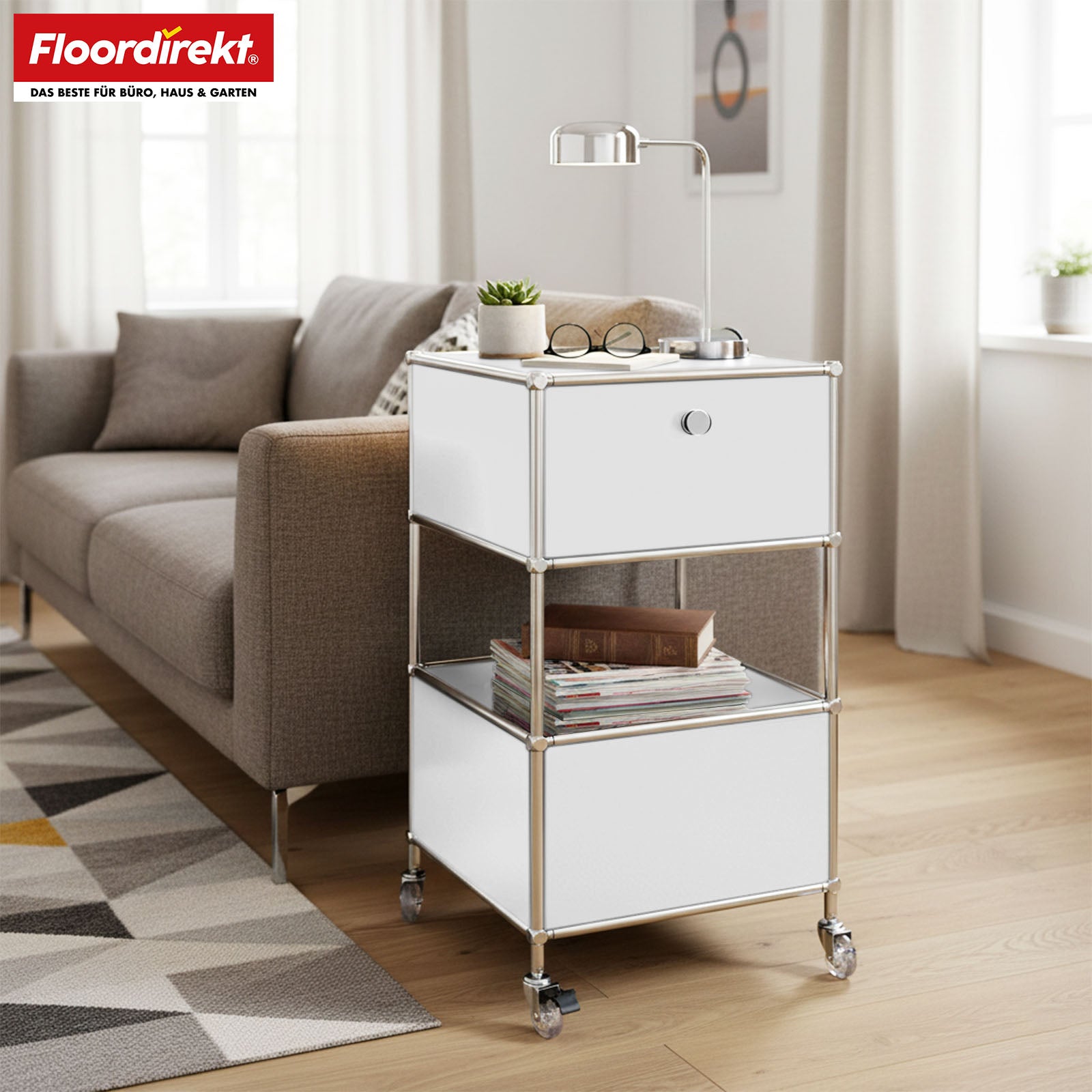 Metallreol | Concept Epure MK-145 | 3-etagers rullecontainer med skuffe og hylder | Fås i flere farver