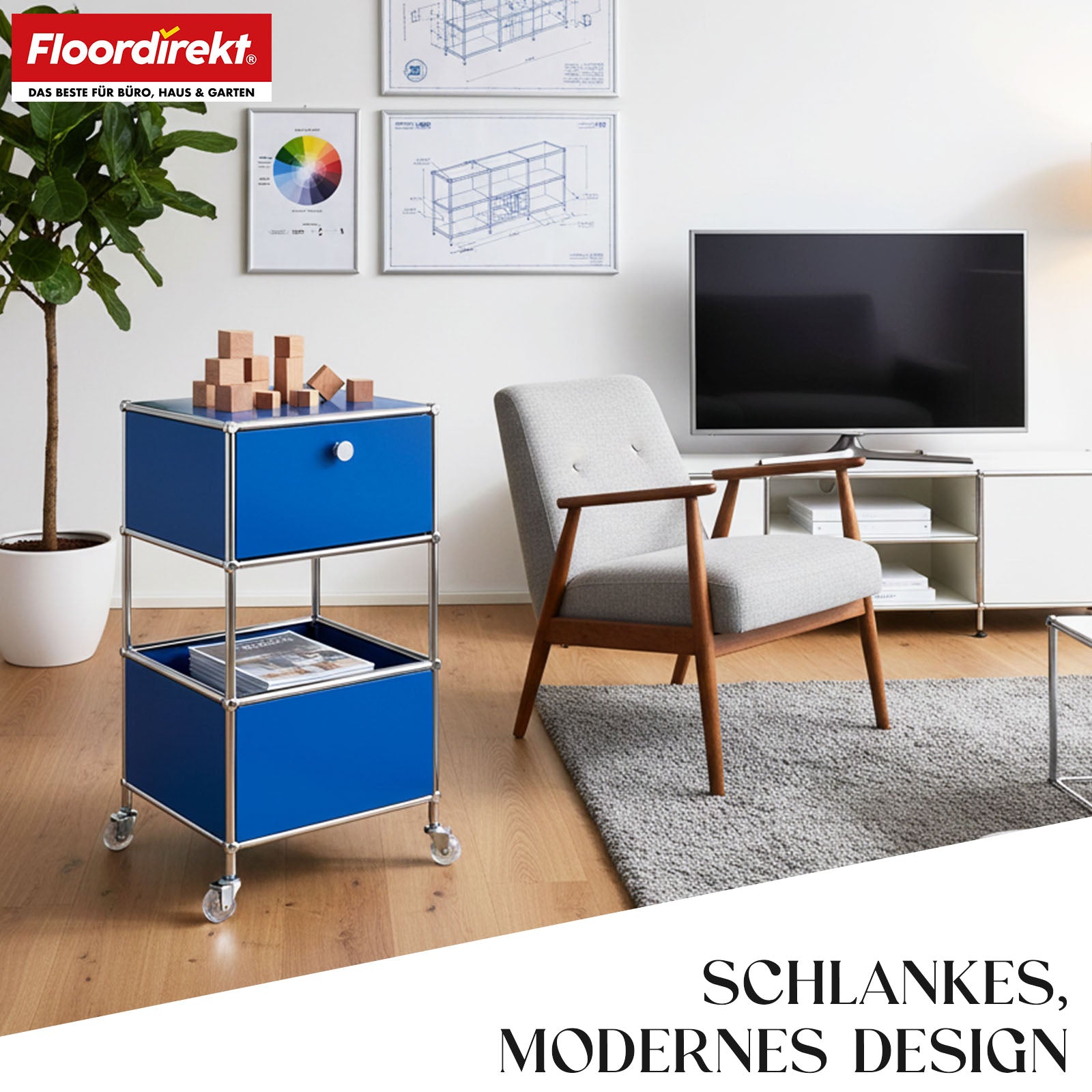 Metallreol | Concept Epure MK-145 | 3-etagers rullecontainer med skuffe og hylder | Fås i flere farver