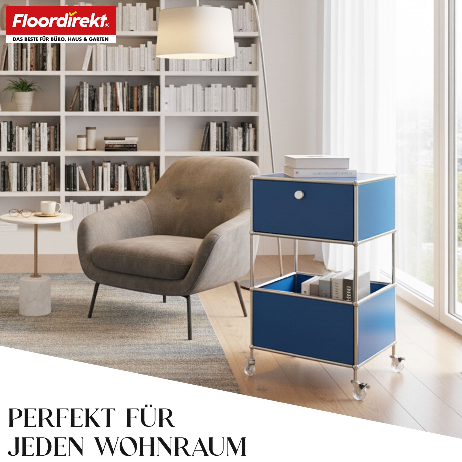 Metallreol | Concept Epure MK-145 | 3-etagers rullecontainer med skuffe og hylder | Fås i flere farver