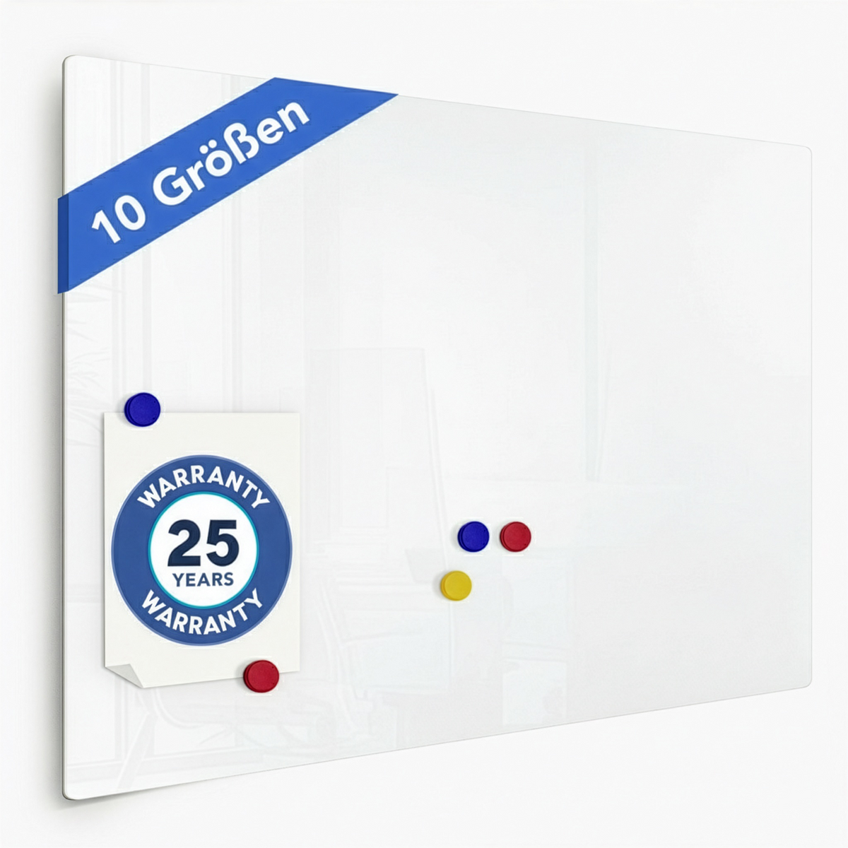 Glass board | Safety glass memo board | Frameless | For use at home and in the office