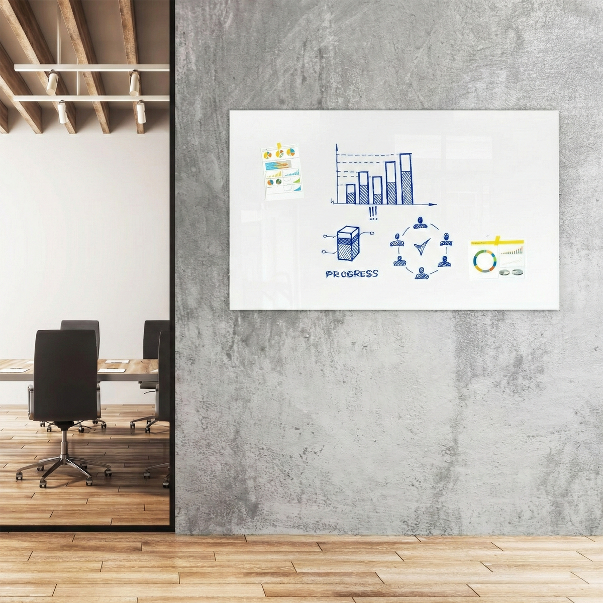 Glass board | Safety glass memo board | Frameless | For use at home and in the office