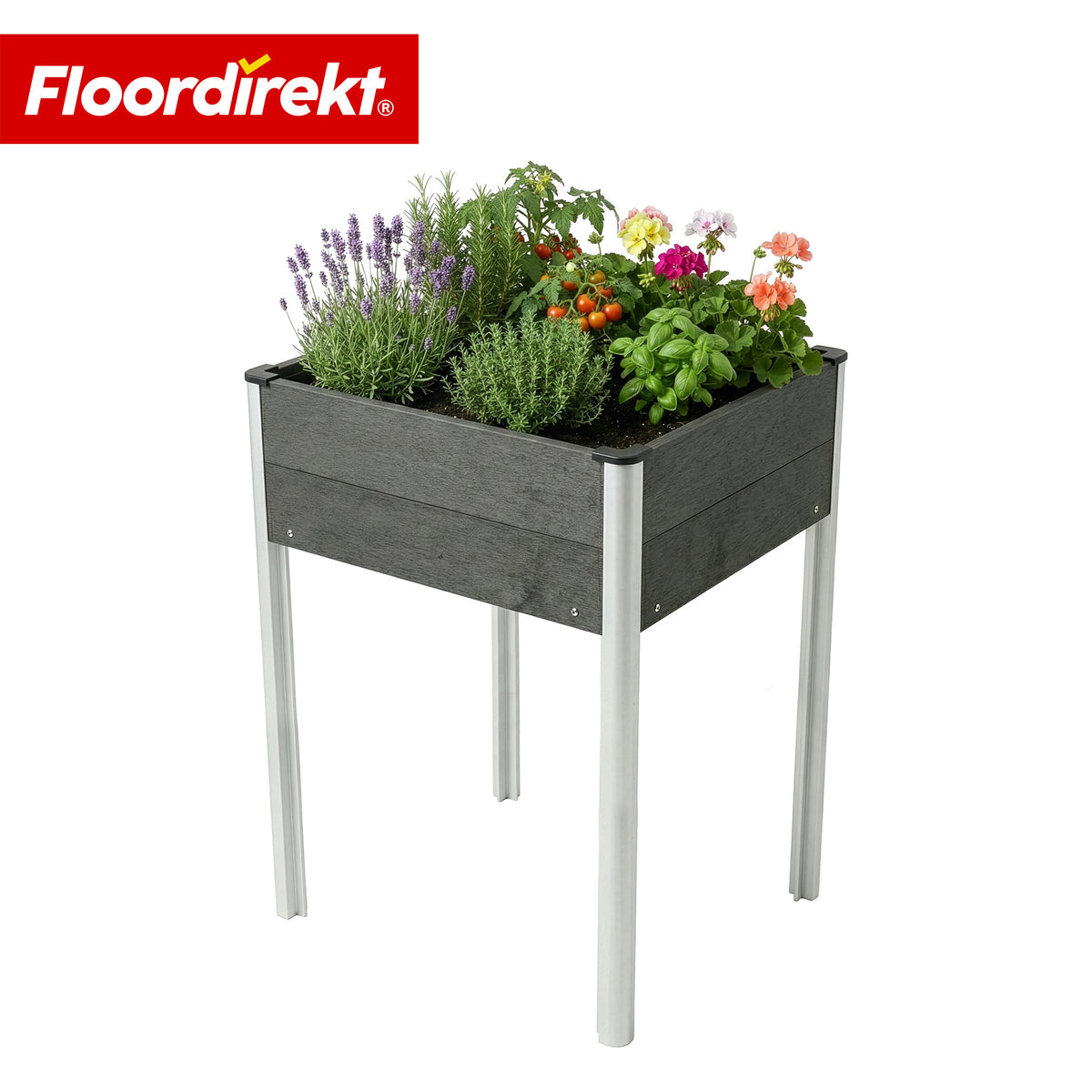WPC-højbed | Salina | Antracit | Højbed på ben 60 x 50 x 90 cm | Vejrbestandigt & nemt at vedligeholde