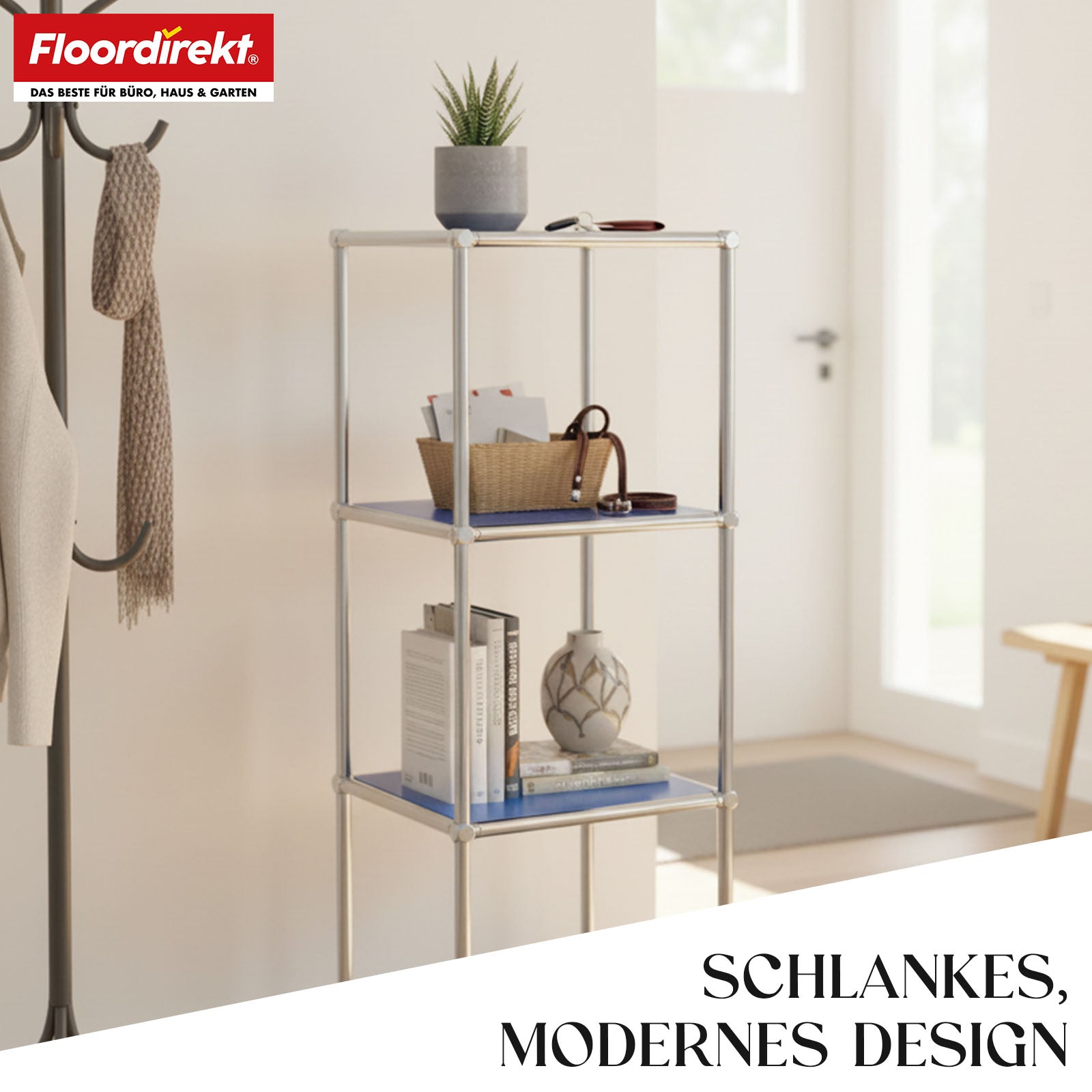 Metallreol | Concept Epure MK-005 | 4-etagers reol med åbne hylder | Fås i flere farver