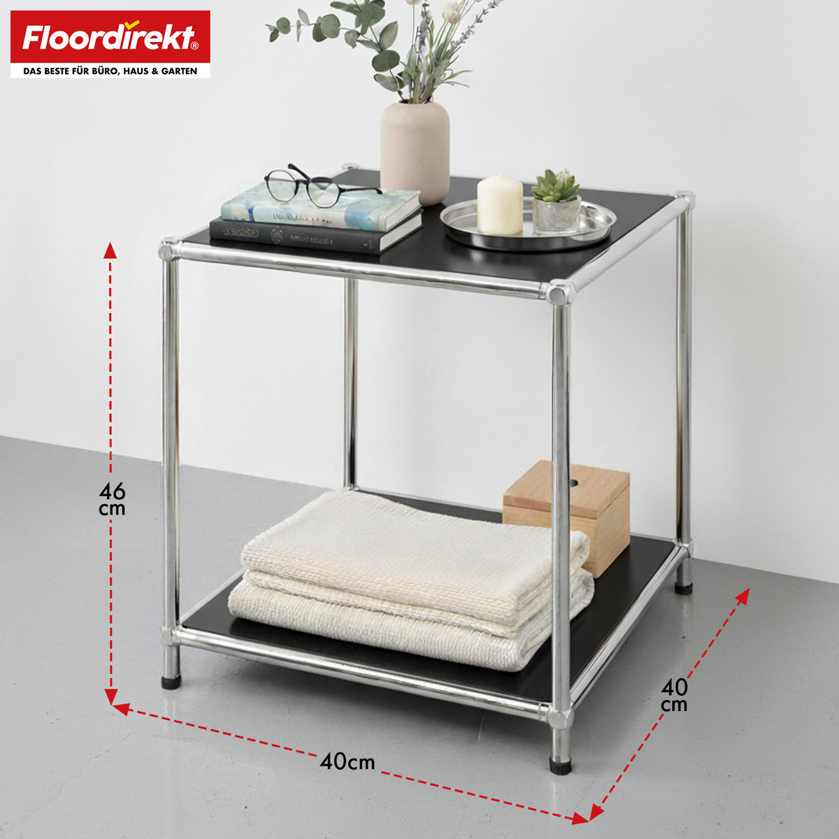 Metallreol | Concept Epure MK-012 | Åben side- og opbevaringsreol med 2 hylder | Fås i flere farver