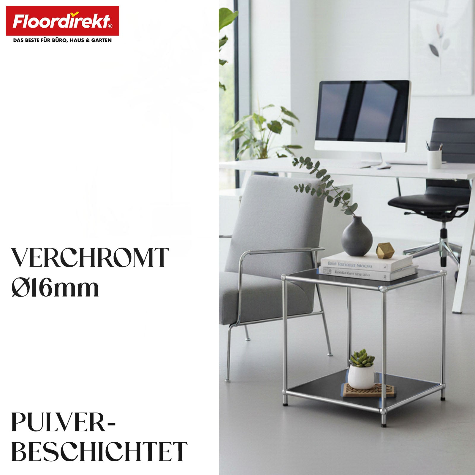 Metallreol | Concept Epure MK-012 | Åben side- og opbevaringsreol med 2 hylder | Fås i flere farver