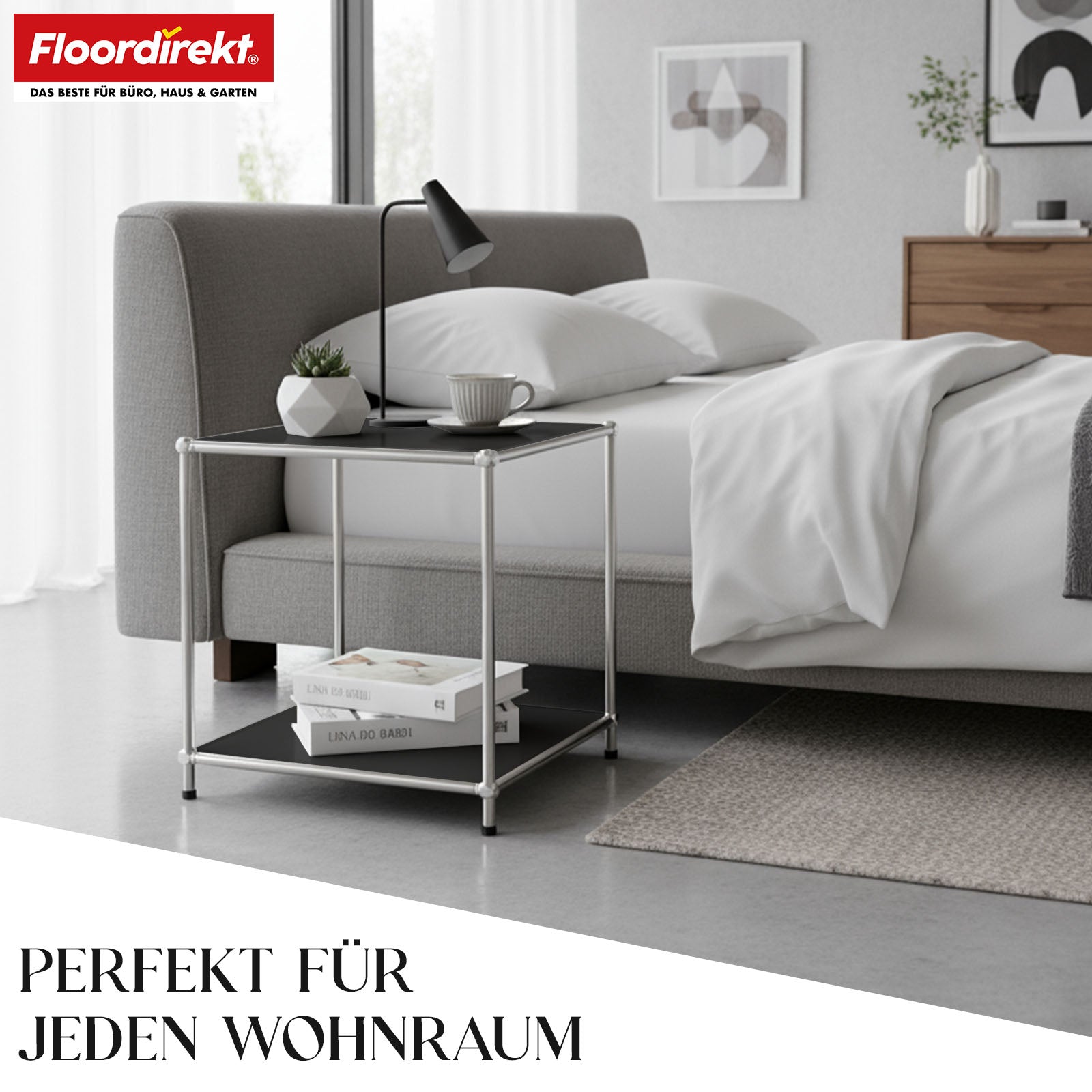 Metallreol | Concept Epure MK-012 | Åben side- og opbevaringsreol med 2 hylder | Fås i flere farver