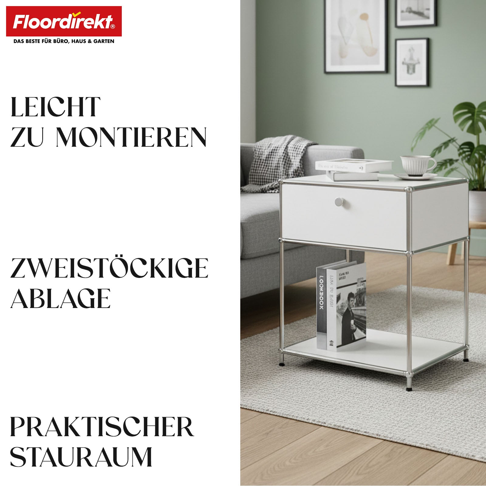 Metallreol | Concept Epure MK-139 | Side- og opbevaringsreol med skuffe og hylder | Fås i flere farver