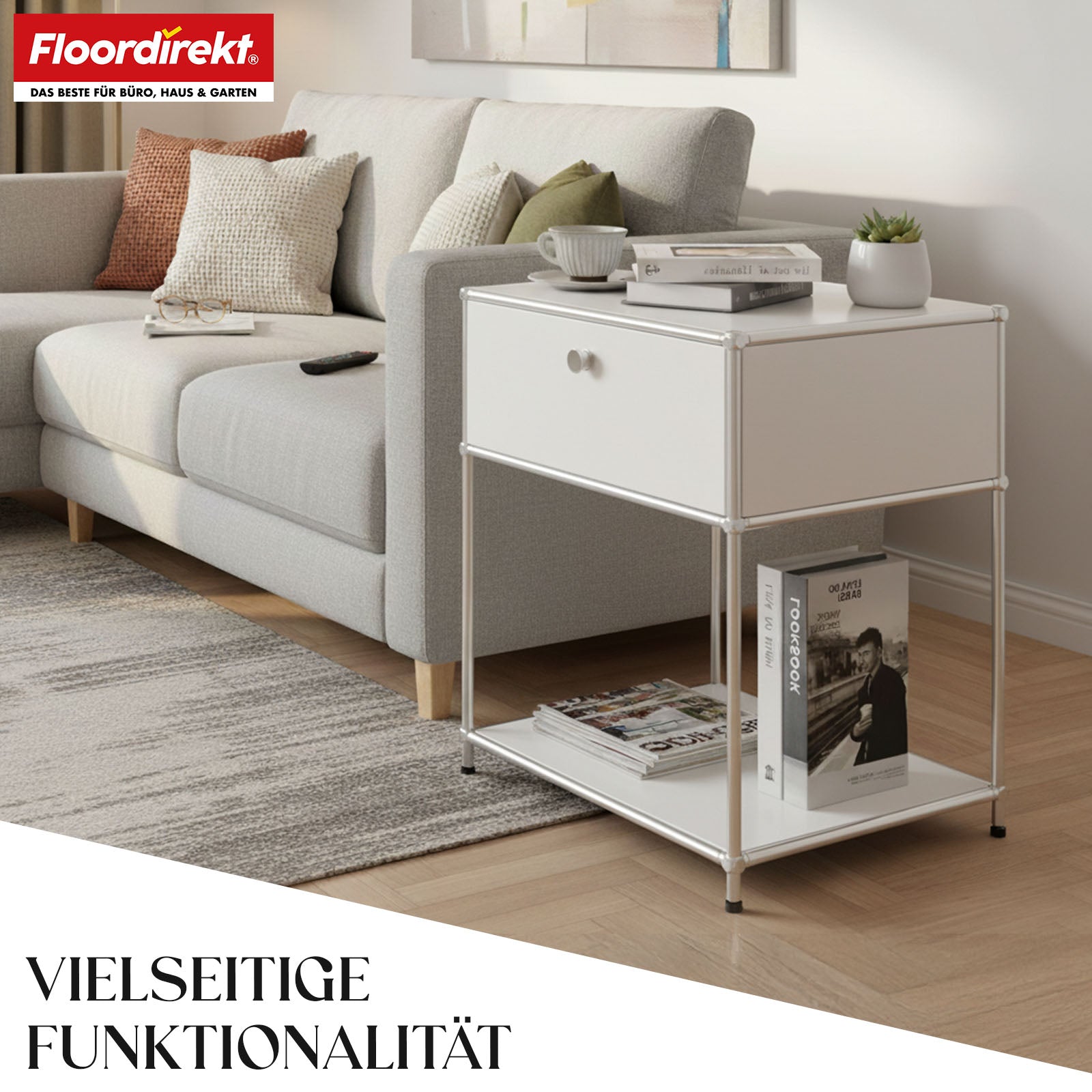 Metallreol | Concept Epure MK-139 | Side- og opbevaringsreol med skuffe og hylder | Fås i flere farver