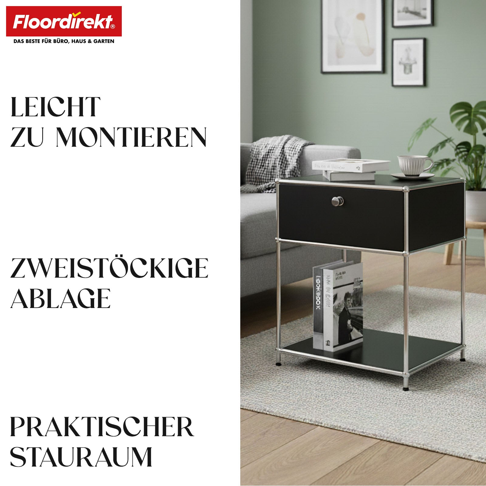 Metallreol | Concept Epure MK-139 | Side- og opbevaringsreol med skuffe og hylder | Fås i flere farver