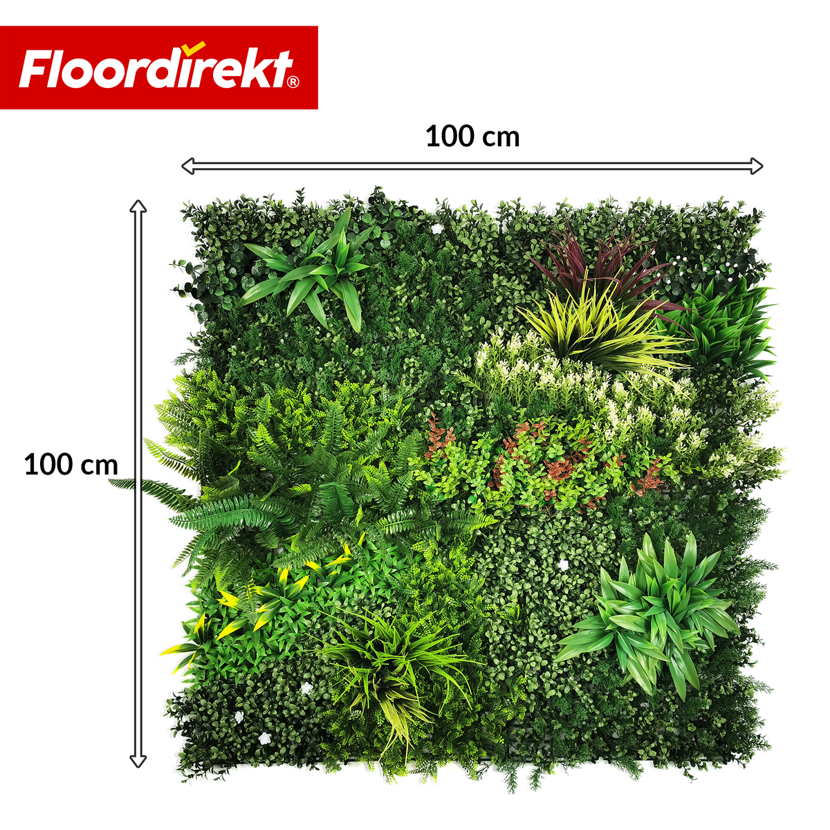 Plantevæg | Meadow | Naturtro kunstplante-panel, solbestandig & vedligeholdelsesfri | Udvideligt klik-system | 100 × 100 cm