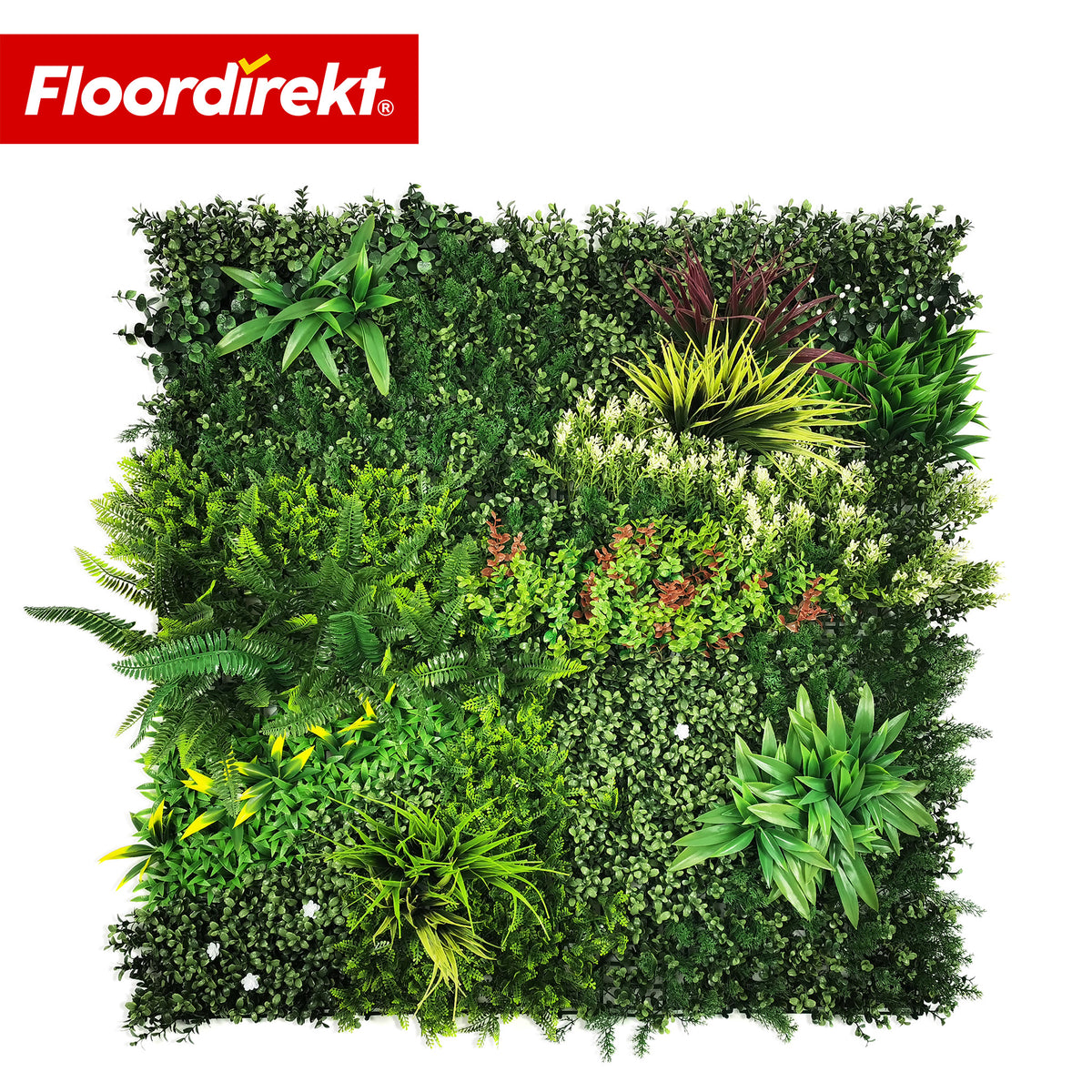 Plantevæg | Meadow | Naturtro kunstplante-panel, solbestandig & vedligeholdelsesfri | Udvideligt klik-system | 100 × 100 cm