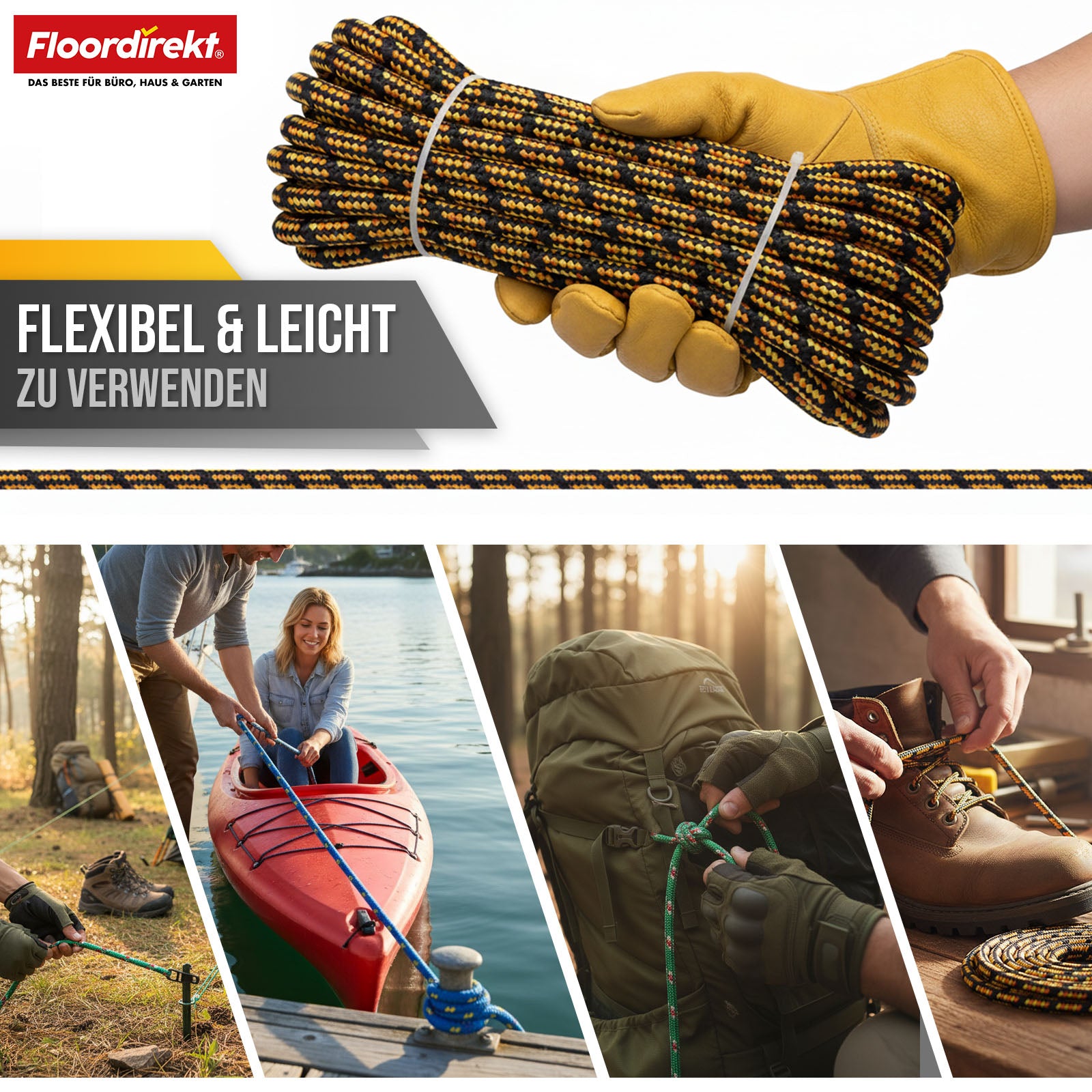 Polypropylen reb | K2 | Rivfast, UV-bestandigt og flydende universalreb | Fås i mange farver, tykkelser og længder