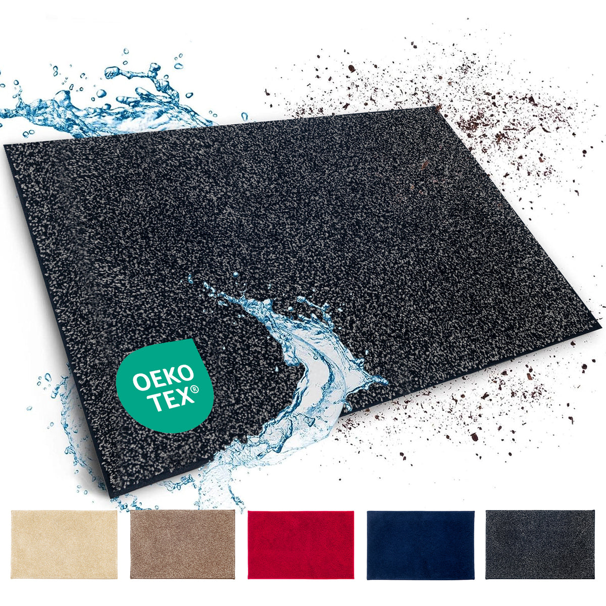 Snavsfangermåtte | Nasa | Blød og vandabsorberende fodmåtte af polyester med skridsikker underside | Forskellige farver og størrelser