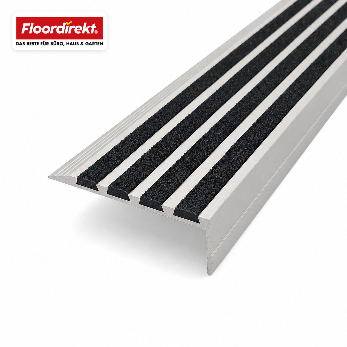Trappenæseprofil | Solid | Skridsikker aluminiumsprofil med aluminiumoxid-indlæg