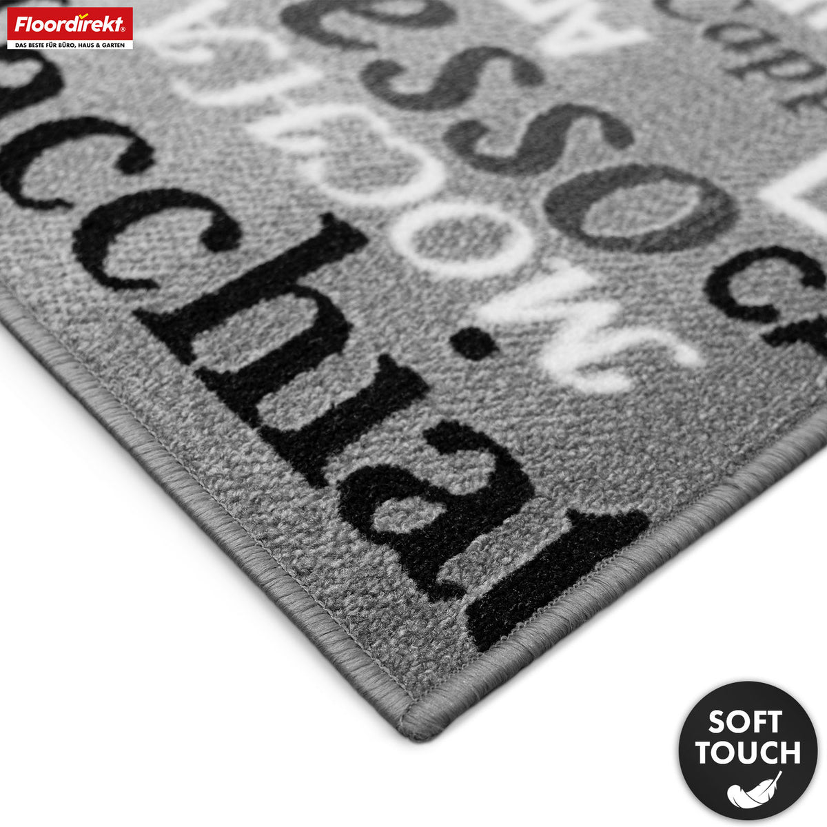 Tæppeløber | Coffee | Moderne køkkenløber med kaffemotiver | Skridsikker, slidstærk & nem at rengøre