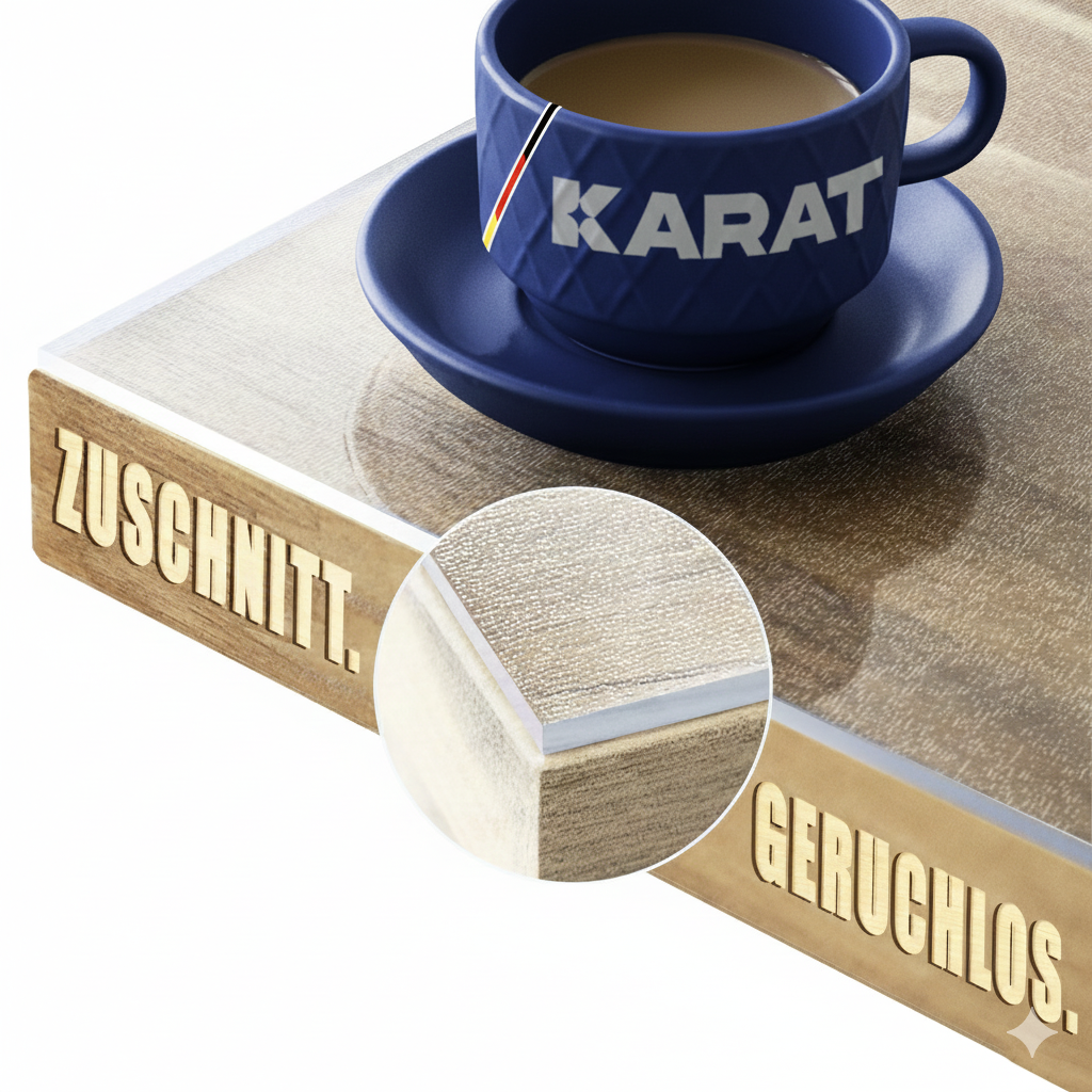 Gennemsigtig, mat bordfolie med lige snit | Crystal | Mat beskyttelsesfolie til borde | Skræddersyet tilskæring