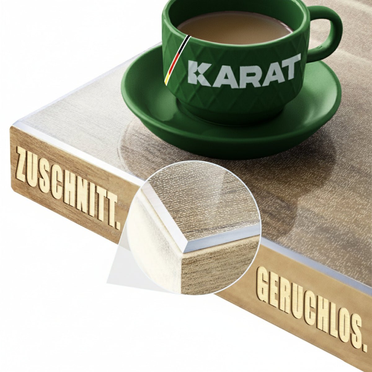 Gennemsigtig, mat bordfolie med skrå kant | Crystal | Mat beskyttelsesfolie til borde | Individuel tilskæring