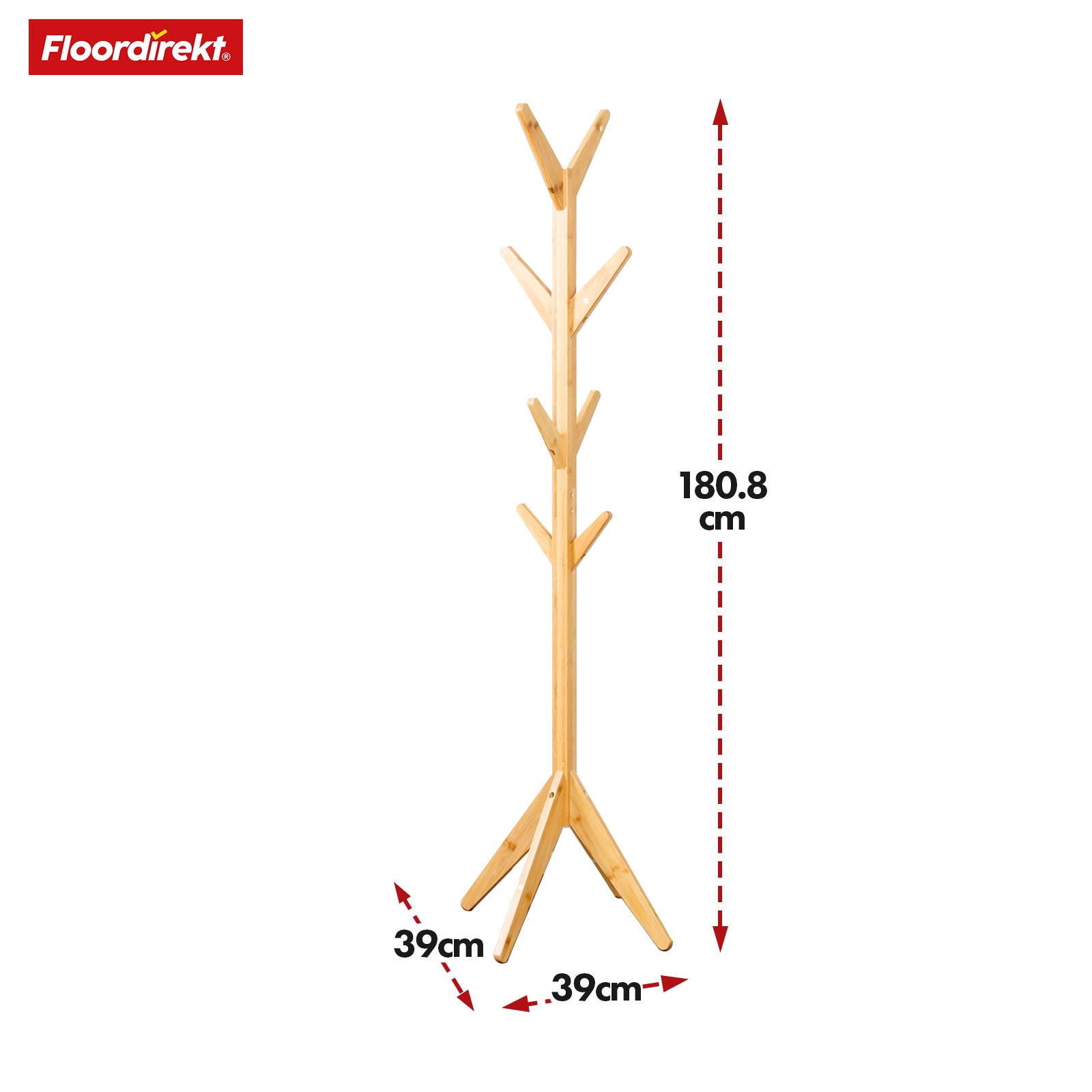 Bambusknagerække | Maryland | Elegant og naturligt design | 8 kroge til jakker, tasker og meget mere