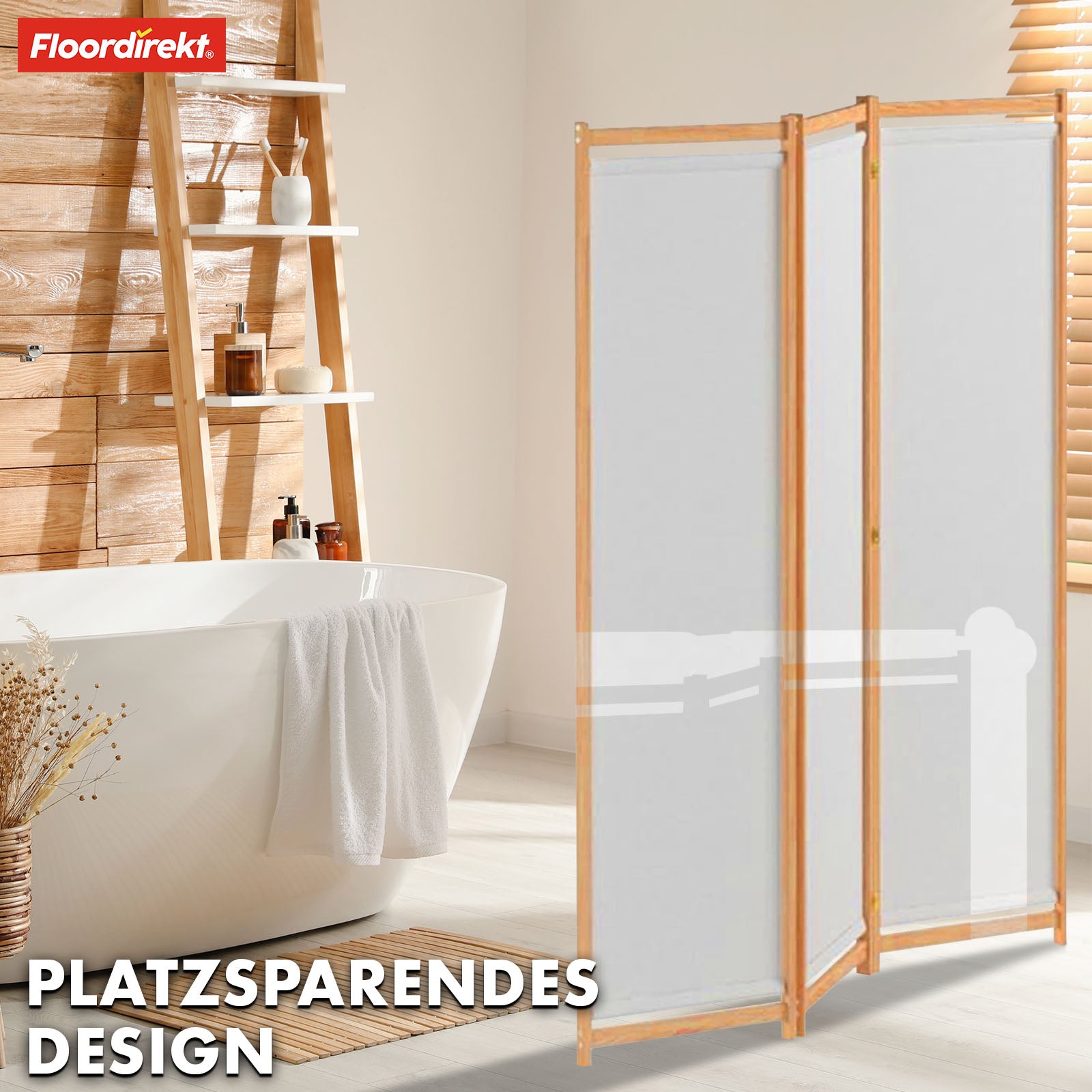 Bamboo partition | Tennessee | 3-part, flexible room divider made of bamboo and fabric
