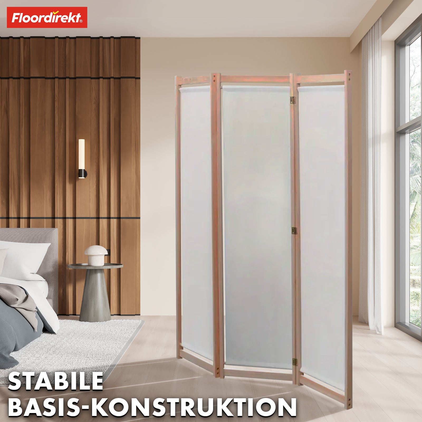 Bamboo partition | Tennessee | 3-part, flexible room divider made of bamboo and fabric