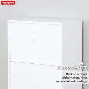 Bogreol | California | Moderne, pladsbesparende MDF-hylde med vippebeskyttelse i hvid 4-8 åbne rum