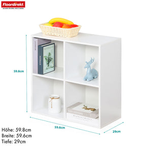 Bogreol | California | Moderne, pladsbesparende MDF-hylde med vippebeskyttelse i hvid 4-8 åbne rum