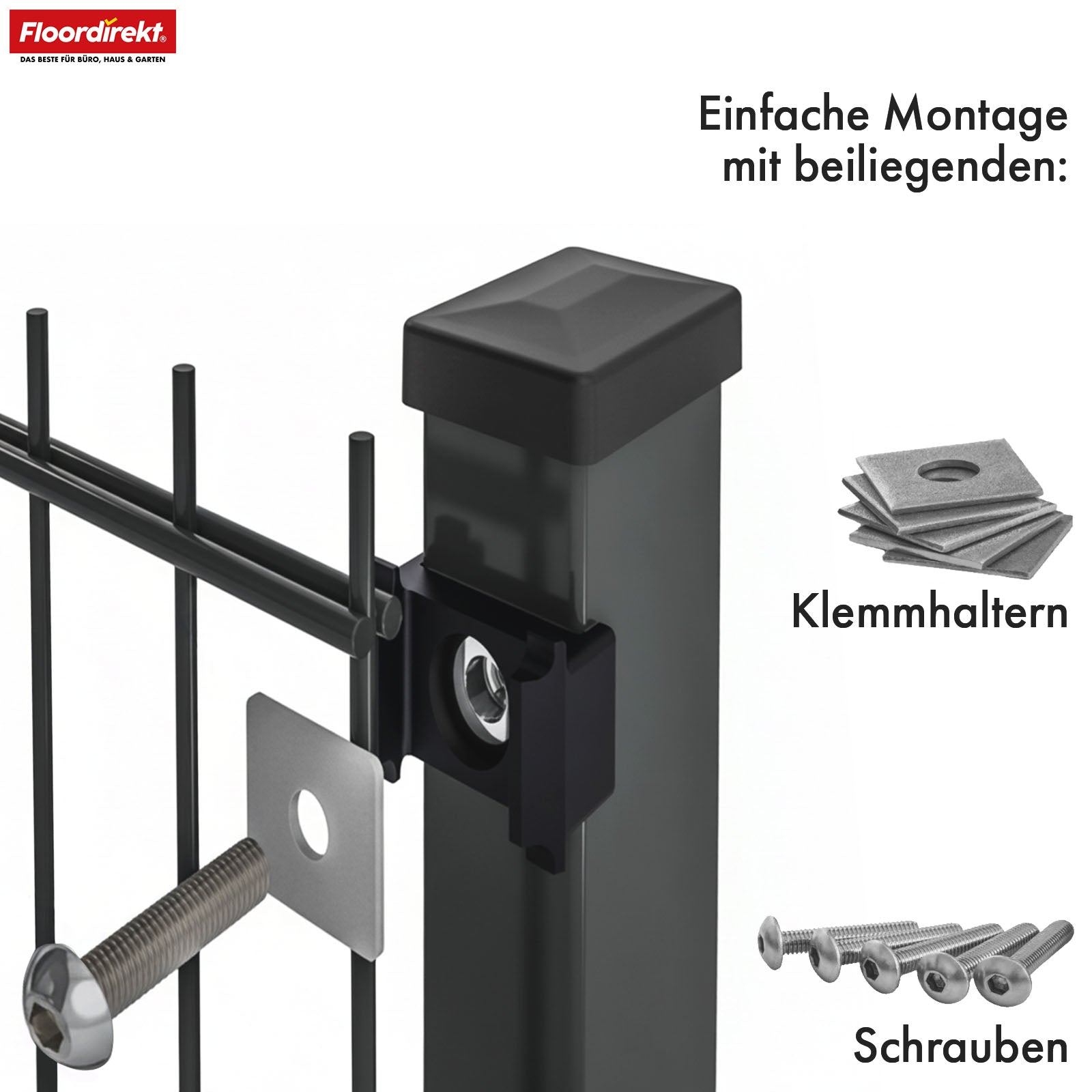 Dobbeltstangshegn | LIMES | Antracit stålhegn komplet sæt med stolper til have, indkørsel & erhvervsområder | Fås i forskellige højder & længder