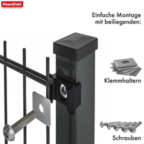 Dobbeltstangshegn | LIMES | Antracit stålhegn komplet sæt med stolper til have, indkørsel & erhvervsområder | Fås i forskellige højder & længder