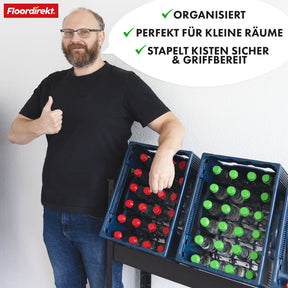 Flaskekassereol | Osaka | Pulverlakeret drikkekassereol i stål til 3 til 9 kasser