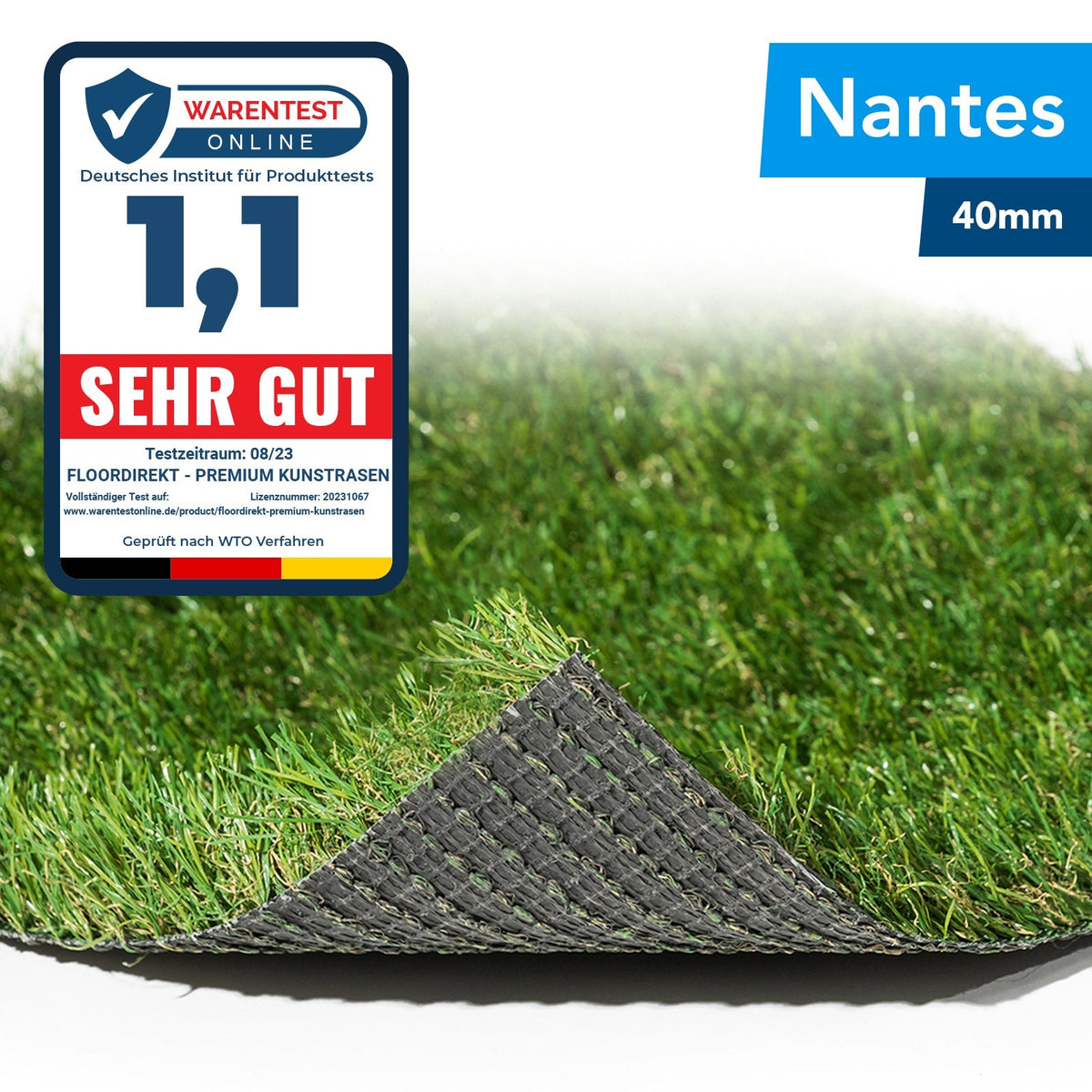 ✂ Kunstgræsbane | Nantes | Pilehøjde: 40 Mm | Vægt: 2100 g/m²