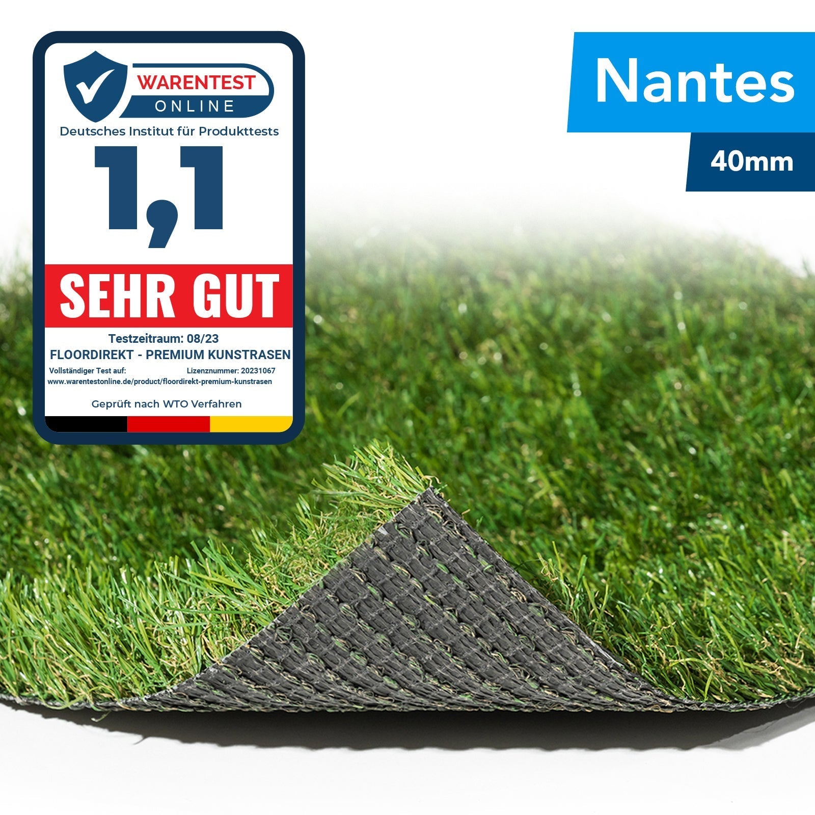 ✂ Kunstgræsbane | Nantes | Pilehøjde: 40 Mm | Vægt: 2100 g/m²