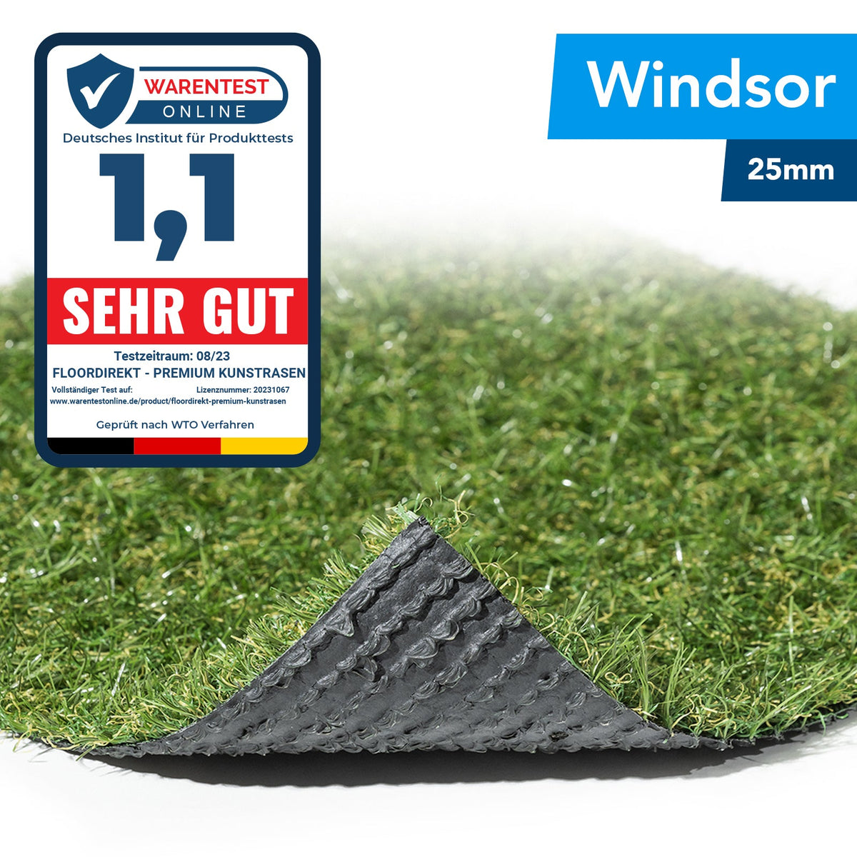 ✂ Kunstgræs | Windsor | Pilehøjde: 25 Mm | Vægt: 1700 g/m²