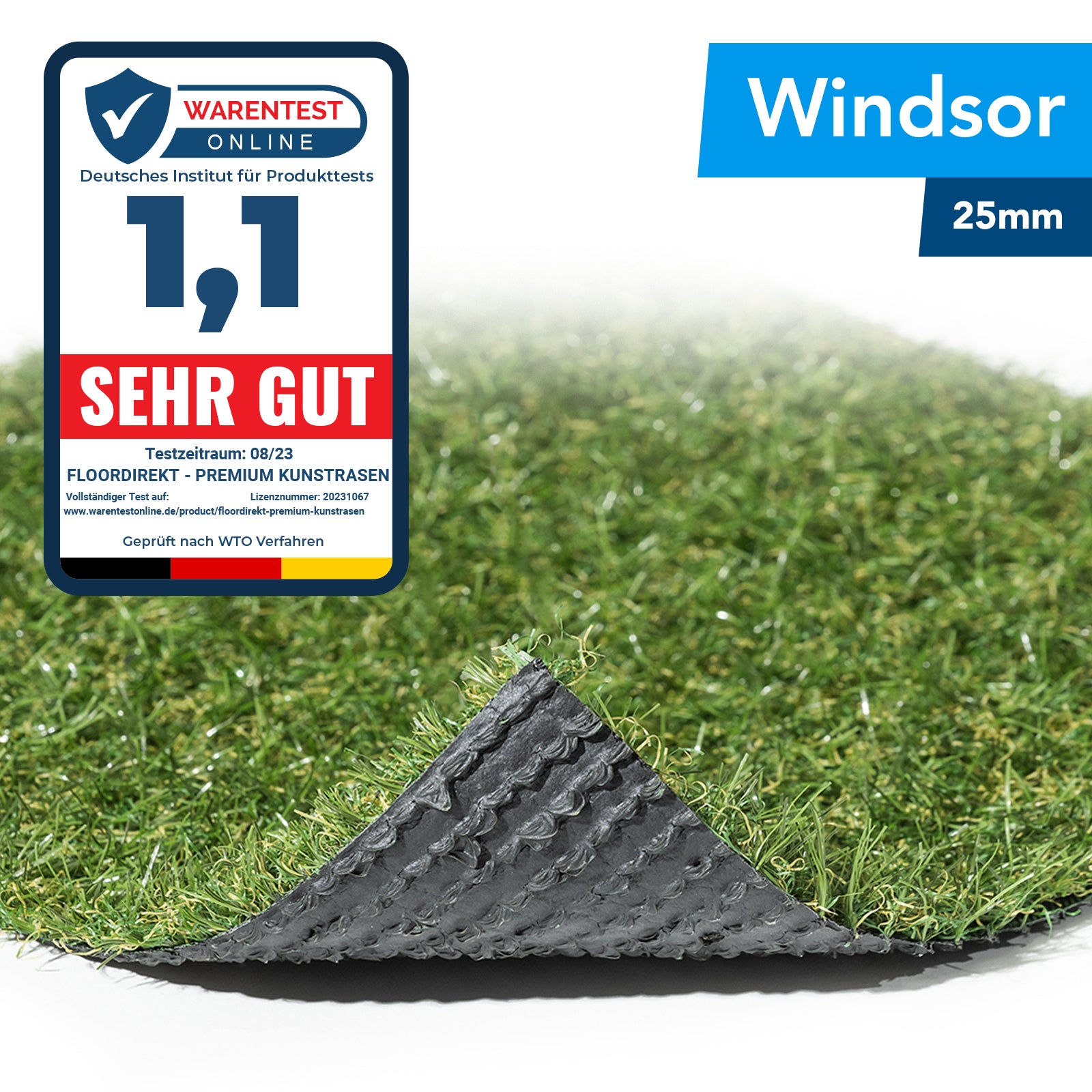 ✂ Kunstgræs | Windsor | Pilehøjde: 25 Mm | Vægt: 1700 g/m²