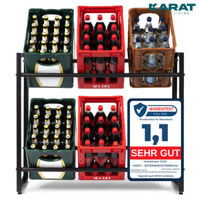 Bottle Crate Stand Kenji | Robust storage shelf for the office, kitchen, garage or entrance | Black | Available in 2 sizes