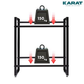 Bottle Crate Stand Kenji | Robust storage shelf for the office, kitchen, garage or entrance | Black | Available in 2 sizes