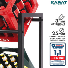 Bottle Crate Stand Kenji | Robust storage shelf for the office, kitchen, garage or entrance | Black | Available in 2 sizes