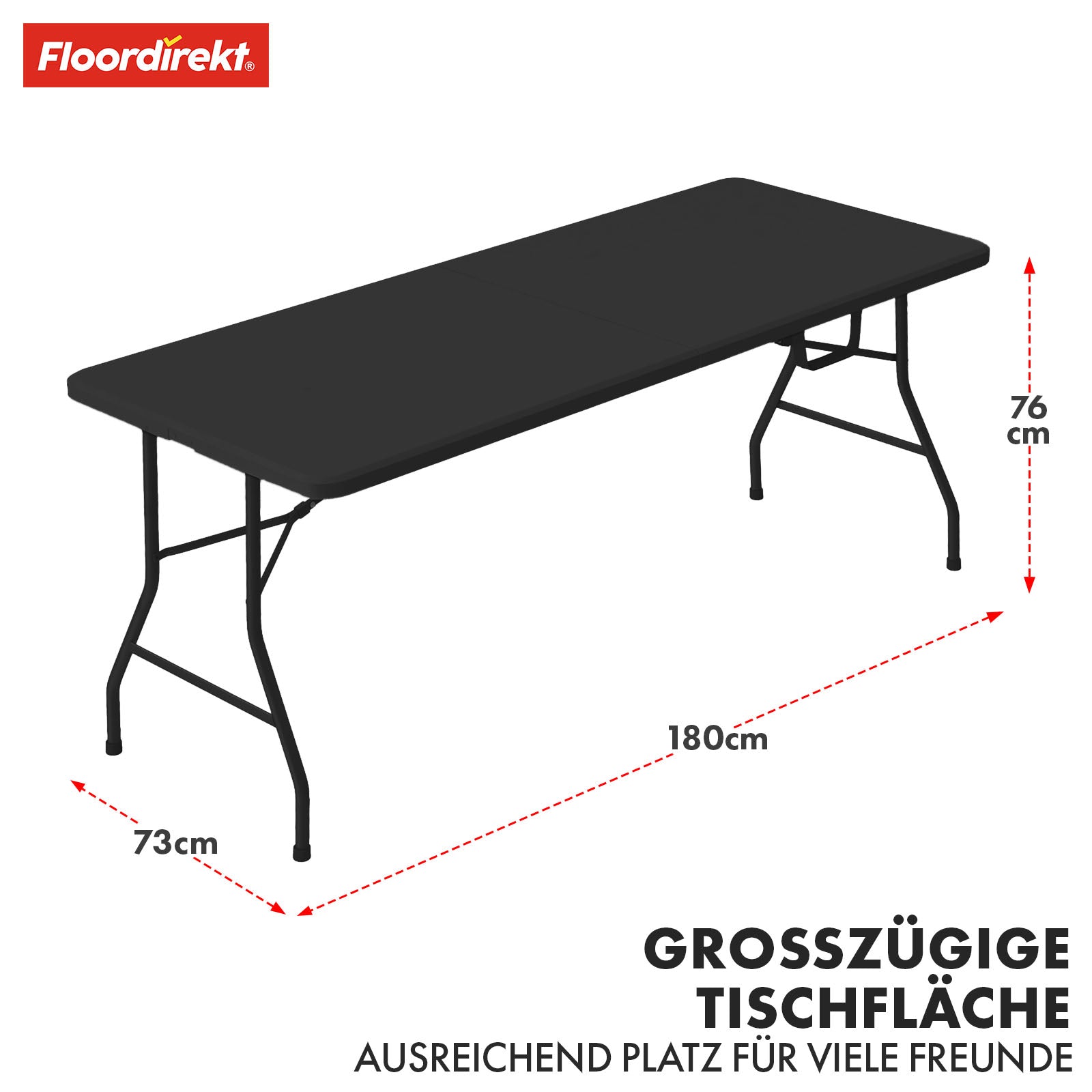 Klapbord | Kyoto | Robust, sammenklappelig allrounder til indendørs og udendørs | 180 x 73 cm