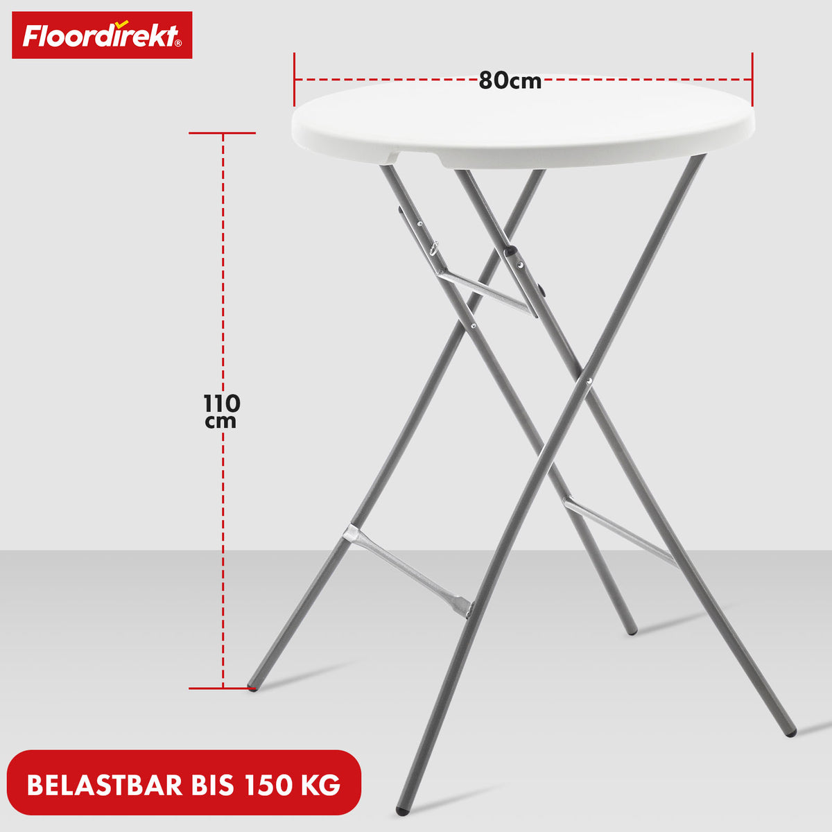 Klapbord | Nagano | Rundt, hvidt, sammenklappeligt havebord | 80 cm i diameter