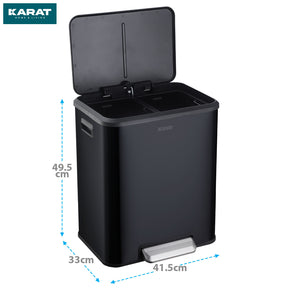 Affaldsspand | Jack | 30 L kapacitet | 2-vejs affaldssortering | soft-close & pedal | rustfrit stål eller sort