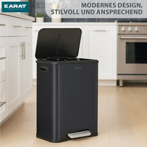 Affaldsspand | Jack | 30 L kapacitet | 2-vejs affaldssortering | soft-close & pedal | rustfrit stål eller sort