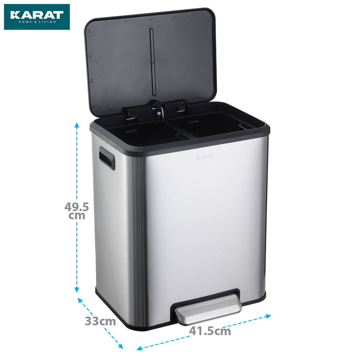 Affaldsspand | Jack | 30 L kapacitet | 2-vejs affaldssortering | soft-close & pedal | rustfrit stål eller sort