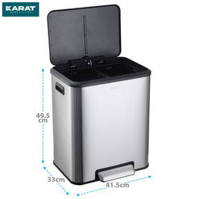Affaldsspand | Jack | 30 L kapacitet | 2-vejs affaldssortering | soft-close & pedal | rustfrit stål eller sort