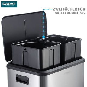 Affaldsspand | Jack | 30 L kapacitet | 2-vejs affaldssortering | soft-close & pedal | rustfrit stål eller sort